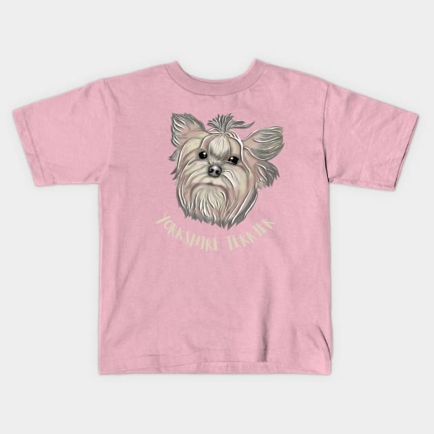 Yorkshire Terrier Kids T-Shirt by KateQR